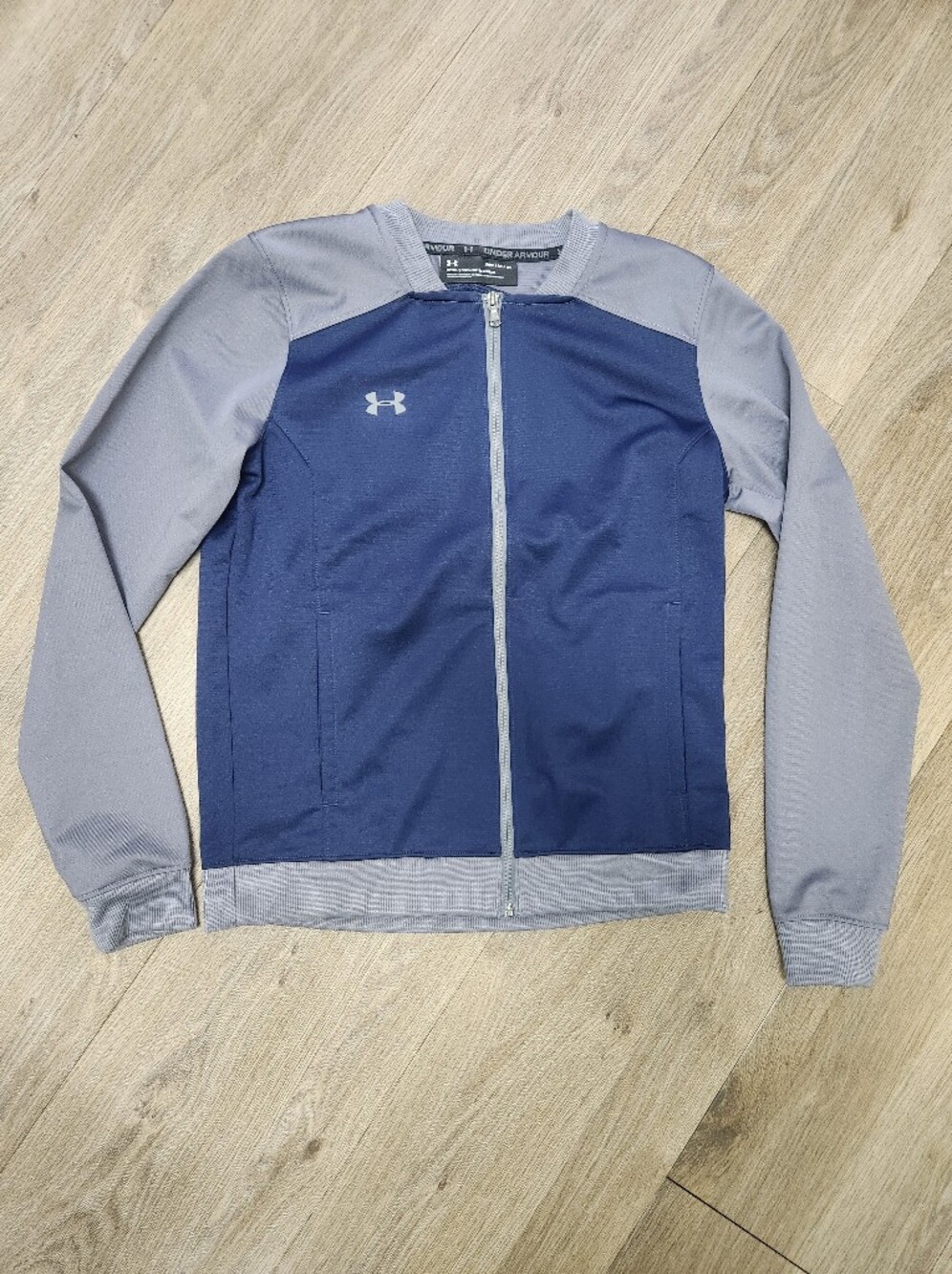 Under Armour Challenger II Fitted Colorblock Track Jacket Navy Gray Size M